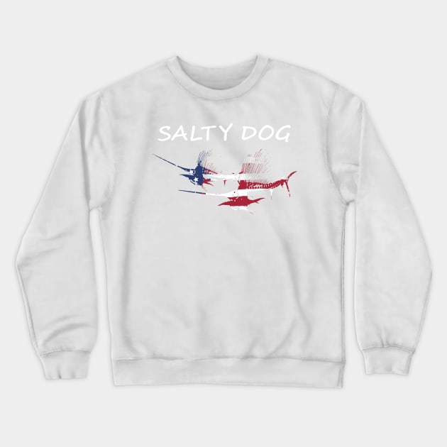 Salty Dog Painted American Flag Marlins Skeletons Crewneck Sweatshirt by Sneek661